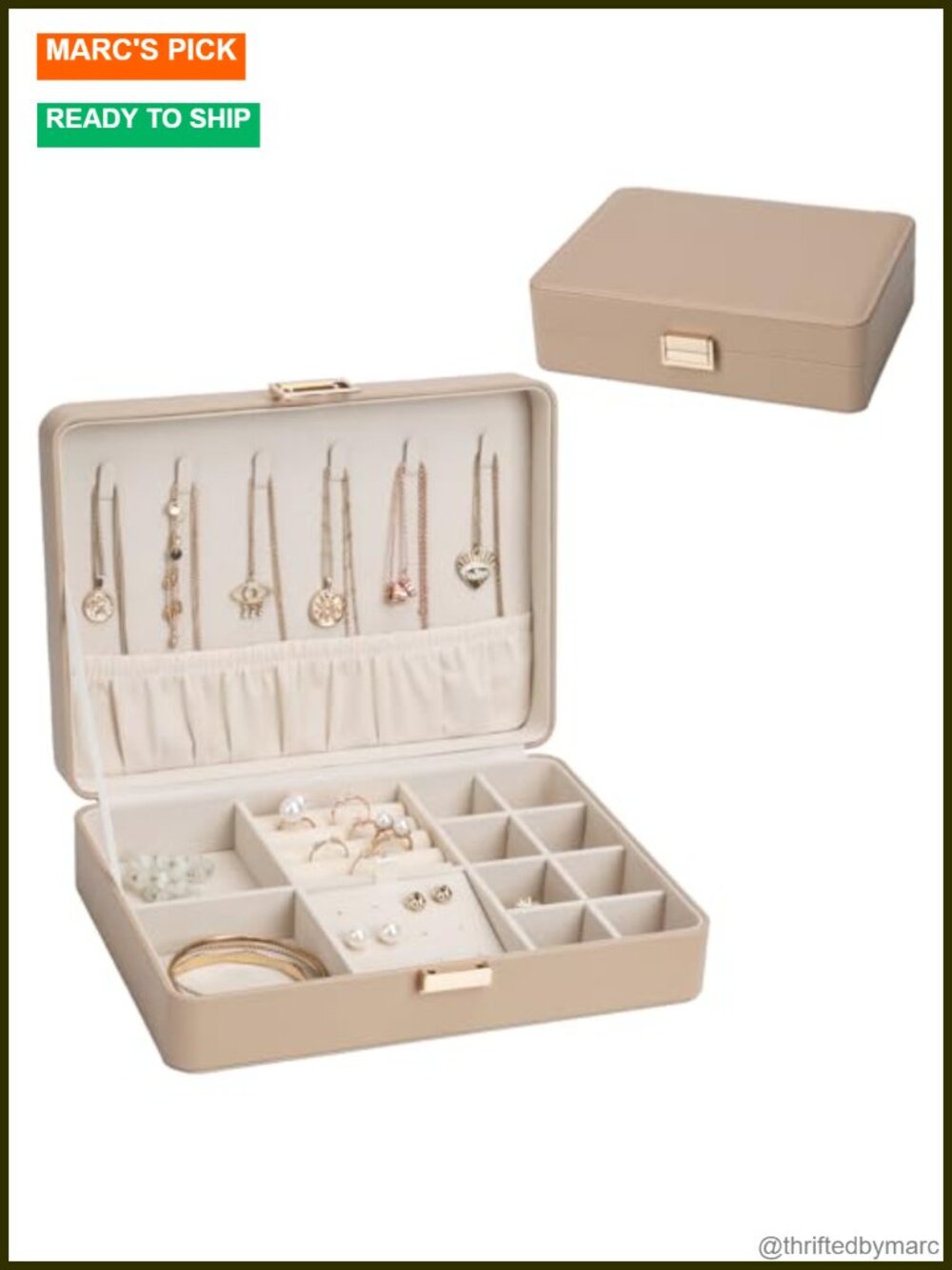 Small Leather Jewelry Box Travel Case Necklace Ring Earring Organizer Gift